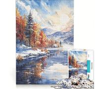 Jigsaw Puzzle 1000 Piece Winters Dawn Reflection Hands-on Game Train Your Brain And Hands Unique Birthday And Xmas Gifts 38x26cm