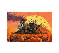Jigsaw Puzzle 1000 Piece Wooden Puzzle Big Train, Skeleton Family Decorations, Unique Birthday Present Suitable For Teenagers And Adults
