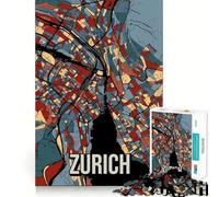 Jigsaw Puzzle 1000 Piece Zurich City Map Travel Art Neat Edge Decor Cognitive Game Toy Easy Time Fun Xmas Leisure Gift(38x26cm)