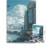 Jigsaw Puzzle 1000 Pieces A Futuristic Cityscape Toy Intellectual Game Learning Educational Secret Santa Gifts Size 38x52cm