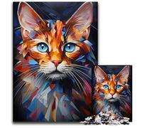 Jigsaw Puzzle 1000 Pieces Abstract Cat Vivid Colors paper Puzzles Challenging Brain Teaser Family Activity Home Decor 1000 PCS(38x26cm)