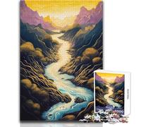 Jigsaw Puzzle 1000 Pieces Abstract Mountain River Toy Intellectual Game Learning Educational Secret Santa Gifts Size 38x52cm