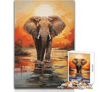Jigsaw Puzzle 1000 Pieces African Elephants Toy Intellectual Game Learning Educational Secret Santa Gifts Size 38x26cm