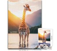 Jigsaw Puzzle 1000 Pieces African Giraffe at Sunset Toy Intellectual Game Learning Educational Secret Santa Gifts Size 38x26cm