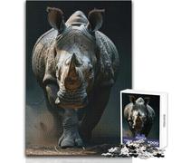 Jigsaw Puzzle 1000 Pieces African Rhino Attack Toy Intellectual Game Learning Educational Secret Santa Gifts Size 50x75cm