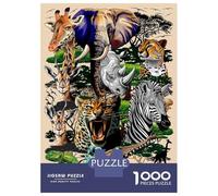 Jigsaw Puzzle 1000 Pieces African Wildlife Collage Puzzles for Adults Toy Wall Decor Hand Speed Race Deal As Gifts for The Whole Family 70x50cm/1000pcs
