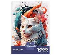 Jigsaw Puzzle 1000 Pieces Ai Cat Or Vector Cat Adult Jigsaw Puzzle Brain Teaser Game Staycation Kill Time Deal As Gifts for The Whole Family 52x38cm/1000pcs