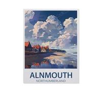 Jigsaw Puzzle 1000 Pieces,Alnmouth Northumberland vintage travel poster beach,Wood Adult Toys Decompression Game(75x50cm)-AX61