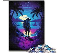 Jigsaw Puzzle 1000 Pieces Alone at The Night Beach Wooden Jigsaw Puzzles for Adults size 50x75cm Perfect DIY Art Decor Or Birthday Gift