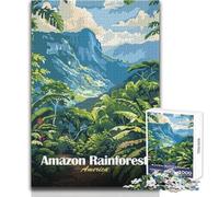 Jigsaw Puzzle 1000 Pieces Amazon Rainforest Landscape Illustration Toy Intellectual Game Learning Educational Secret Santa Gifts Size 38x26cm
