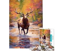 Jigsaw Puzzle 1000 Pieces American Elk Help The Brain Exercise Home Decoration Anti-Stress Toys Suitable for Ages 14 And Up (38x52cm)