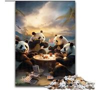 Jigsaw Puzzle 1000 Pieces Animals Playing Poker Jigsaw Puzzle Made of Wood, Relax & Challenge, Colorful Home Decor Art, for Friends 1000pcs(50x75cm)
