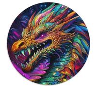Jigsaw Puzzle 1000 Pieces Art Flying Dragons Round Paper Jigsaw Puzzles Challenging Brain Teaser for Teenagers,Family Game Night Fun (67.5x67.5cm)