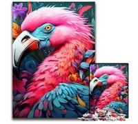 Jigsaw Puzzle 1000 Pieces Art Psychedelic Flamingo Jigsaw Puzzles Relax & Challenge, Colorful Home Decor Art, for Friends 50x75CM/19.68x29.52inch