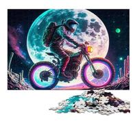 Jigsaw Puzzle 1000 Pieces Astronaut Bike cardboard Jigsaw Home Activity for Holidays, Birthdays, And Family Game Nights 26X38CM/10.23x14.96inch