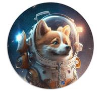 Jigsaw Puzzle 1000 Pieces Astronaut Space Corgi Dog Paper Jigsaw Puzzles DIY Decoration Brain Challenging (67.5x67.5cm)