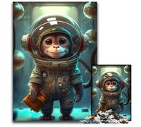 Jigsaw Puzzle 1000 Pieces Astronaut Space Monkey Ape Puzzles for Adults Perfect for Christmas, Halloween, Easter, New Year 50x75CM/19.68x29.52inch