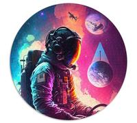 Jigsaw Puzzle 1000 Pieces Astronaut Space Round Puzzle 1000 Pieces Jigsaw Challenging Brain Teaser for Teenagers, Family Fun Interactive Game 1000pcs (67.5x67.5cm)