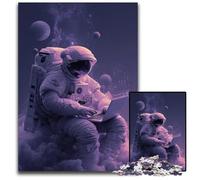 Jigsaw Puzzle 1000 Pieces Astronauts at Work Wooden Jigsaw Puzzles Educational Games Stress Relieving, Home Decoration Toys for Age 14 50X75CM