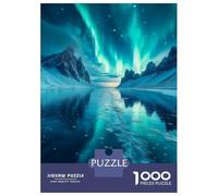 Jigsaw Puzzle 1000 Pieces Aurora Borealis Over Mountains Jigsaws for Adults Brain Teaser Game Improve Memory Deal As Gifts for The Whole Family 38x26cm/1000pcs