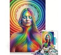 Jigsaw Puzzle 1000 Pieces Awakening in Rainbow, Brain Teaser Game, Birthday Present, with Fully Interlocking Randomly Shaped Pieces 50x75cm