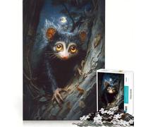 Jigsaw Puzzle 1000 Pieces Aye-aye Lemur in The Night Forest, Brain Teaser Game, Birthday Present, with Fully Interlocking Randomly Shaped Pieces 50x75cm