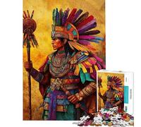 Jigsaw Puzzle 1000 Pieces Aztec Warrior Painting Jigsaw Puzzles for Adults Hand Speed Race Difficult And Challenge for Is Ideal As A Gifts (Size 38x26cm)