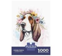 Jigsaw Puzzle 1000 Pieces Basset Hound Watercolor Jigsaws for Adults Brain Teaser Game Improve Memory Deal As Gifts for The Whole Family 70x50cm/1000pcs