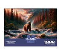 Jigsaw Puzzle 1000 Pieces Bear in Forest River Adult Jigsaw Puzzle Brain Teaser Game Staycation Kill Time Deal As Gifts for The Whole Family 70x50cm/1000pcs