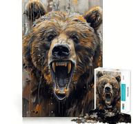 Jigsaw Puzzle 1000 Pieces Bear Tan Wall Art Exact Cut Play Logic Game Play Relax Time Game Xmas Art Gift (38x26cm)