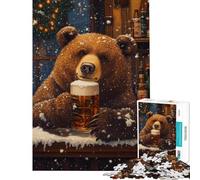 Jigsaw Puzzle 1000 Pieces Bear's Winter Brew Jigsaw Puzzles for Adults Hand Speed Race Difficult And Challenge for Is Ideal As A Gifts (Size 38x26cm)