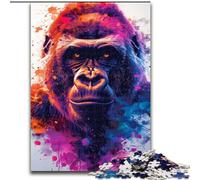 Jigsaw Puzzle 1000 Pieces Beautiful Gorilla Made of Wood, Making It A Great Gift for Family Fun 50x75cm for Home Decor, Ideal Christmas & New Year Gift for Teenagers
