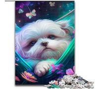 Jigsaw Puzzle 1000 Pieces Beautiful Maltese Made of Wood, for Parents, Lovers, Friends - Age 14+ 50x75cm for Home Decor, Brain Training