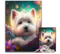 Jigsaw Puzzle 1000 Pieces Beautiful West Highland Terrier Challenging Puzzles Perfect for Teenagers & Collectors, Ideal Home Decor & Travel Gift 26X38CM/10.23x14.96inch