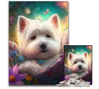 Jigsaw Puzzle 1000 Pieces Beautiful West Highland Terrier Puzzles for Adults Perfect for Halloween, Christmas, Birthday Gift 50x75CM/19.68x29.52inch