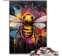 Jigsaw Puzzle 1000 Pieces Bee Graffiti Painting Challenging Puzzles size50x75cm Brain Challenge Game for Teenagers & Family Interaction