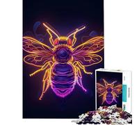 Jigsaw Puzzle 1000 Pieces Bee Insect Neon Brain Intelligence Challenge Addictive Toys Impossible Game Stress Reliever Gifts Ideas (Size 75x50cm)