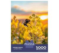Jigsaw Puzzle 1000 Pieces Bee on Yellow Flower Adult Jigsaw Puzzle Brain Teaser Game Staycation Kill Time Deal As Gifts for The Whole Family 38x26cm/1000pcs