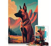 Jigsaw Puzzle 1000 Pieces Belgian Malinois Nature Exact Cut Play Logic Game Play Relax Time Game Xmas Art Gift (38x52cm)
