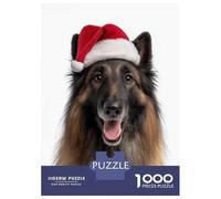 Jigsaw Puzzle 1000 Pieces Belgian Tervuren Dog with Santa Hat Puzzles for Adults Toy Wall Decor Hand Speed Race Deal As Gifts for The Whole Family 38x26cm/1000pcs