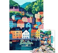 Jigsaw Puzzle 1000 Pieces Bergen, Norway Cityscape Jigsaws for Adults Relax Games Analysis And Logic Deal As Gifts for The Whole Family (Size 38x52cm)