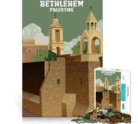 Jigsaw Puzzle 1000 Pieces Bethlehem Palestine Poster Exact Cut Play Logic Game Play Relax Time Game Xmas Art Gift (38x26cm)