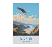 Jigsaw Puzzle 1000 Pieces，Big Sur California Vintage Travel Poster Seagull，paper Adult Toys Decompression Game（38x26cm）-E46