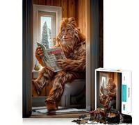 Jigsaw Puzzle 1000 Pieces Bigfoot on The Toilet Exact Cut Play Logic Game Play Relax Time Game Xmas Art Gift (38x52cm)
