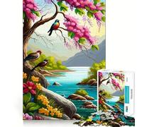 Jigsaw Puzzle 1000 Pieces Birds And Blossoms by The River Exact Cut Play Logic Game Play Relax Time Game Xmas Art Gift (38x26cm)