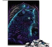 Jigsaw Puzzle 1000 Pieces Black Light Cat Challenging Puzzles size 26x38cm Perfect for Family Fun on Christmas, Thanksgiving, Birthdays & Easter