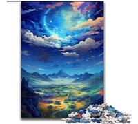 Jigsaw Puzzle 1000 Pieces Black Sky with Rainbow Clouds Made of Wood, Unique DIY Home Decor Gift Idea 50x75cm for Teenager & Families, Perfect DIY Decor & Brain-Teasing Challenge