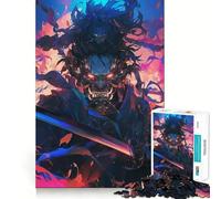 Jigsaw Puzzle 1000 Pieces Blaze of The Demon Samurai Neat Fit Decor, Brain Teaser Gift, Peace Game Play, Christmas Art Piece (50x75cm)