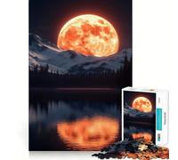 Jigsaw Puzzle 1000 Pieces Blood Moon Over Mountains Neat Fit Decor, Brain Teaser Gift, Peace Game Play, Christmas Art Piece (38x26cm)