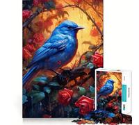Jigsaw Puzzle 1000 Pieces Blue Bird Red Rose Neat Fit Decor, Brain Teaser Gift, Peace Game Play, Christmas Art Piece (50x75cm)